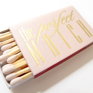 Wedding Favors Matches Personalized The Perfect Match Matchbox Custom Matches Pink for Sparklers Minimal Rehearsal Dinner