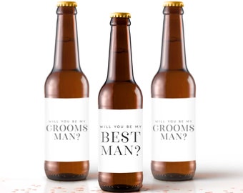 Beer Bottle Labels for Best Man and Groomsmen Will You Be My Best Man Sticker for Beer Will You Be My Groomsman Labels Printed