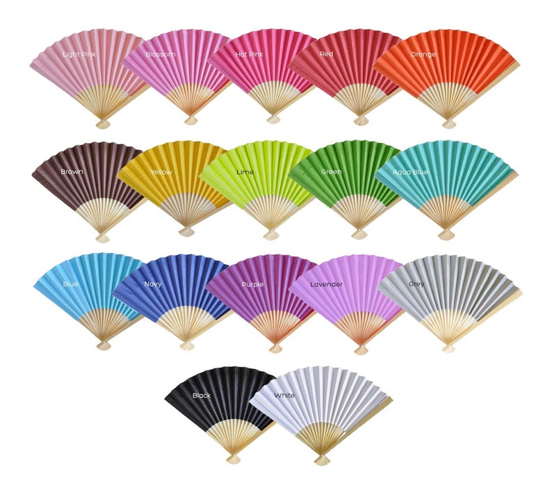 Personalized Fans 50 Set Paper Fan Wedding Favors Party Etsy