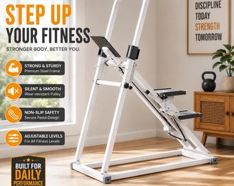 Foldable Vertical Climbing Machine with Resistance System, Full Body Home Fitness Equipment