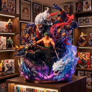 Zoro-actiefiguur 21 cm Three Sword-stijl op anime geïnspireerd standbeeld episch manga verzamelcadeau