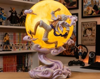 Lampada LED Gear 5 Luffy Sun God Nika Figura ispirata all'anime One Piece Decorazione per la stanza