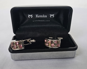 Gemelos nuevos de stock antiguo, chapados en rodio, Colección Vault, Accesorios para trajes formales