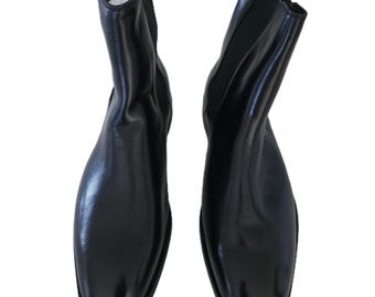 Botines Chelsea de cuero negro para hombre, calzado de tobillo con acabado a mano.