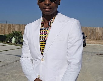 Traje de lino blanco de primera calidad para hombre – Traje de verano de lujo de dos piezas a medida