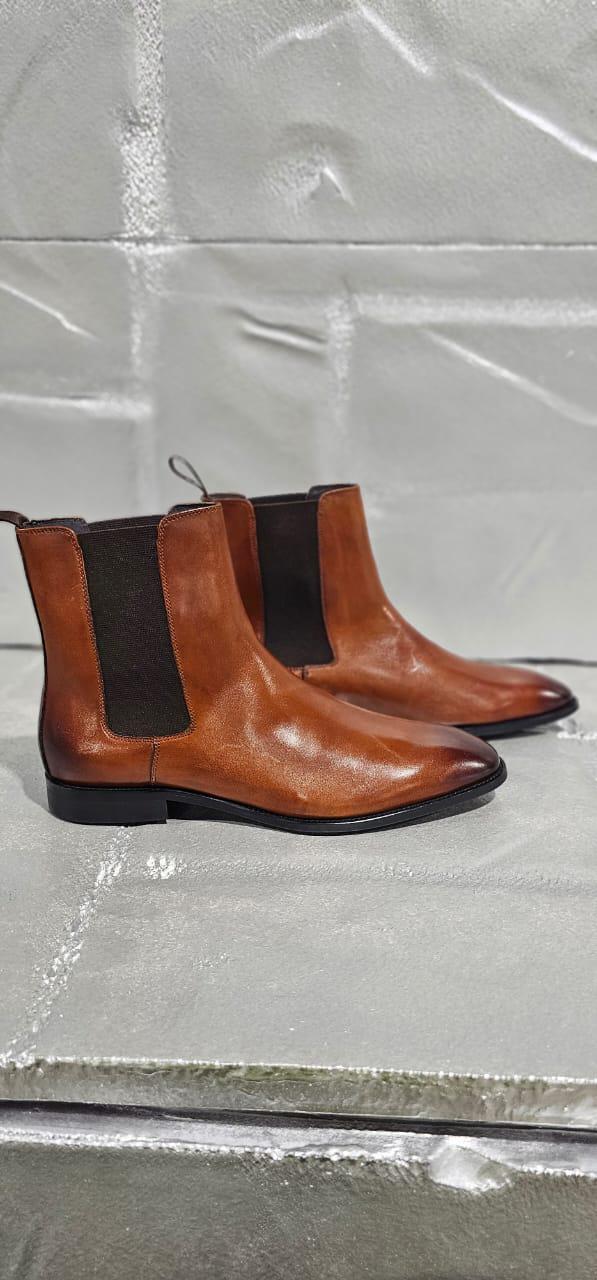 Cole Haan Men’s 11.5W Brown Leather Chukka Boots Burnished Toe Ankle Boots Pointed Mens Cowboy Boots - Etsy main image 4