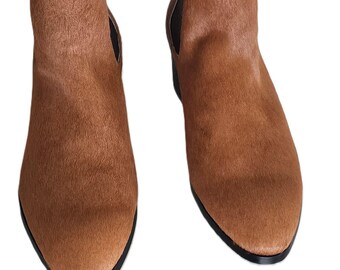 Botines Chelsea de piel de becerro color camel para hombre – Botines de tobillo de piel texturizada