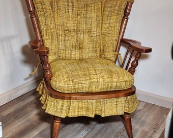Mid-Century Maple Wingback Spring Rocking Chair