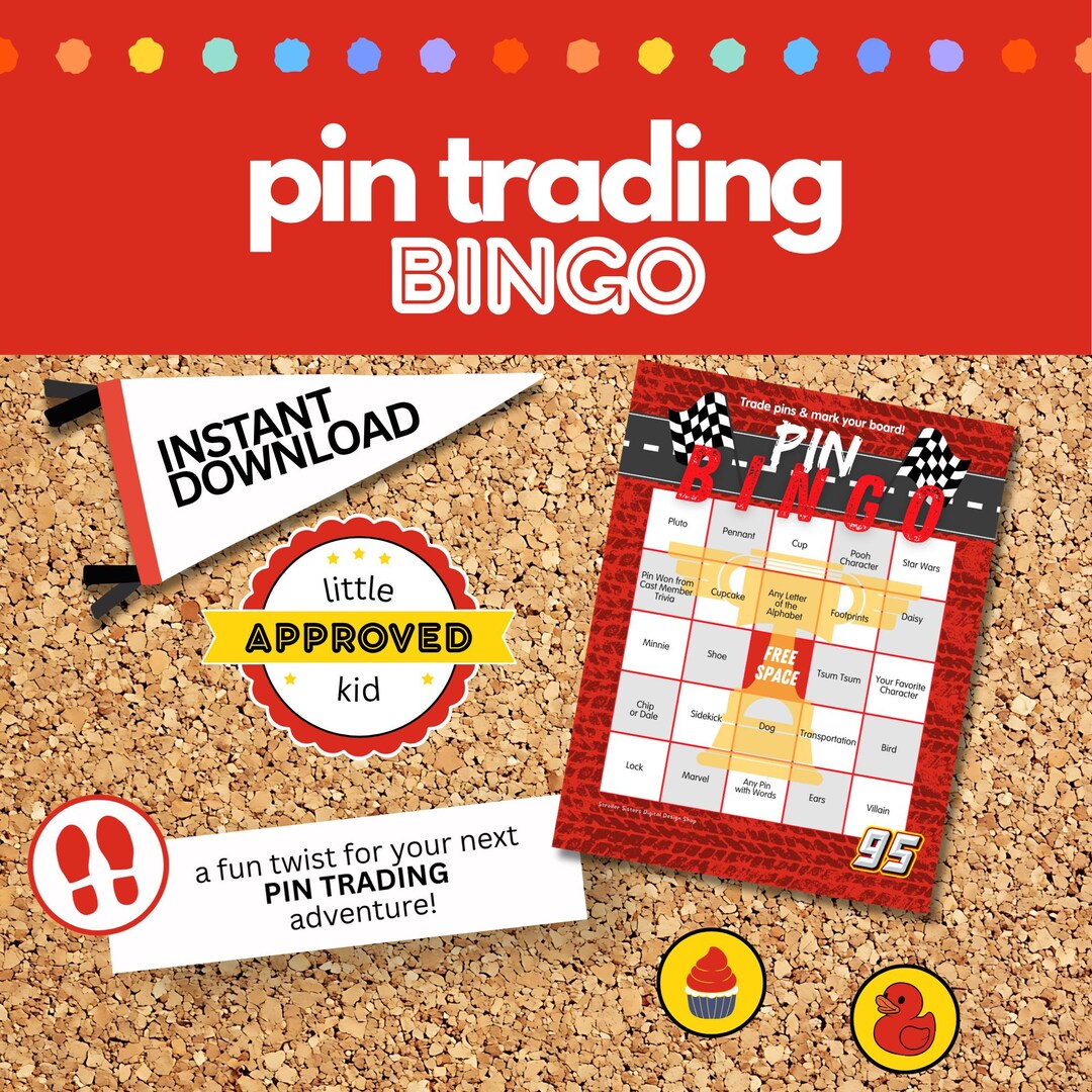 Hat Pin Bingo Example Pin Trading Bingo Printable | Disney Vacation | Kid-friendly Activity ...