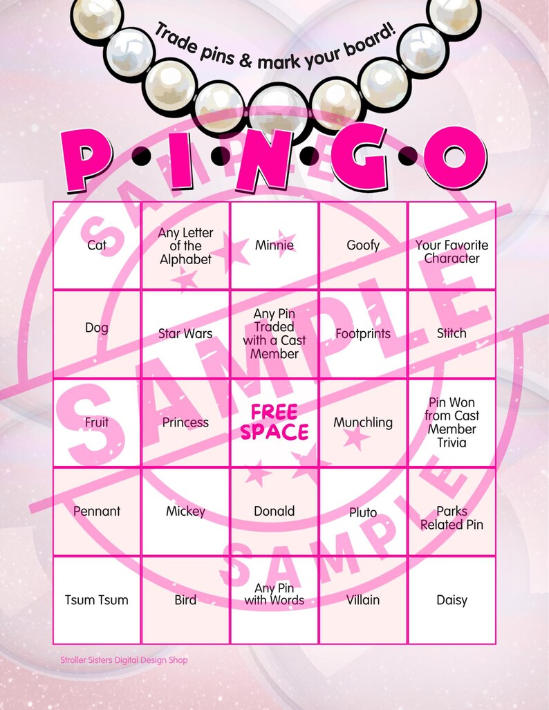 Hat Pin Bingo Example Pin Trading Bingo Printable | Disney Vacation | Kid-friendly Activity ...