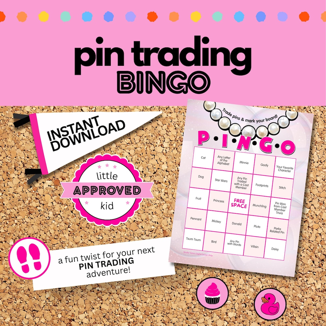 Hat Pin Bingo Example Pin Trading Bingo Printable | Disney Vacation | Kid-friendly Activity ...