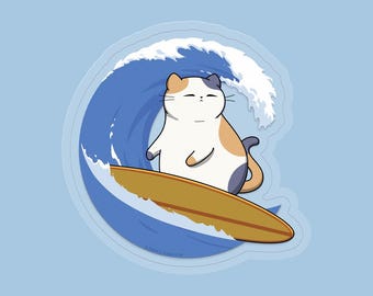 Plucky Beans Surfing Sticker