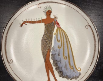 Vintage House of Erte Art Deco Dekorativer Teller Diva II