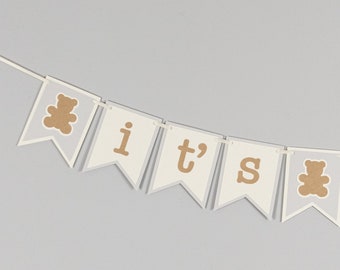 Teddy Bear Baby Shower Banner, It's A Boy Banner,  Customize your colors!