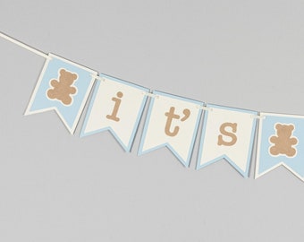 Teddy Bear Baby Shower Banner, It's A Boy Banner,  Customize your colors!