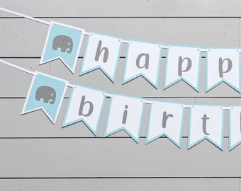 Happy Birthday Elephant  Banner - Customize your colors!