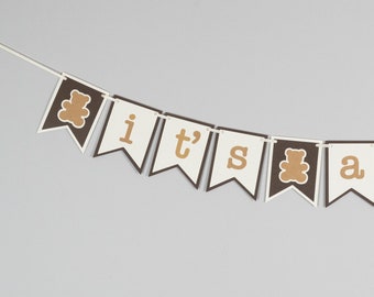 Teddy Bear Baby Shower Banner, It's A Boy Banner,  Customize your colors!