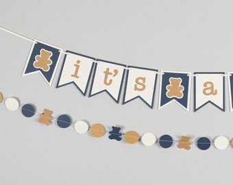 Teddy Bear Baby Shower Banner, It's A Boy Banner,  Customize your colors!