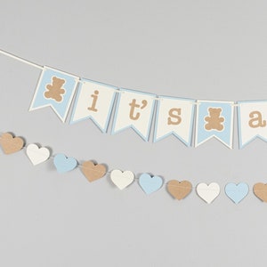 Teddy Bear Baby Shower Banner, It's A Boy Banner, Customize your colors image 1