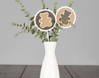 Teddy Bear Baby Shower Centerpiece, We Can Bearly Wait - Set of 6 Sticks, Customize your colors!