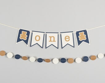 First Birthday Party Banner - High Chair Banner - Teddy Bear Birthday Banner - Beary First Birthday