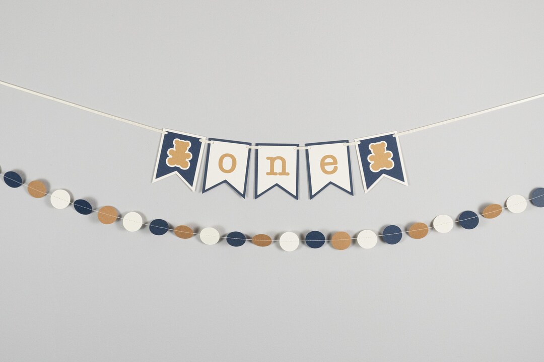 First Birthday Party Banner - High Chair Banner - Teddy Bear Birthday ...