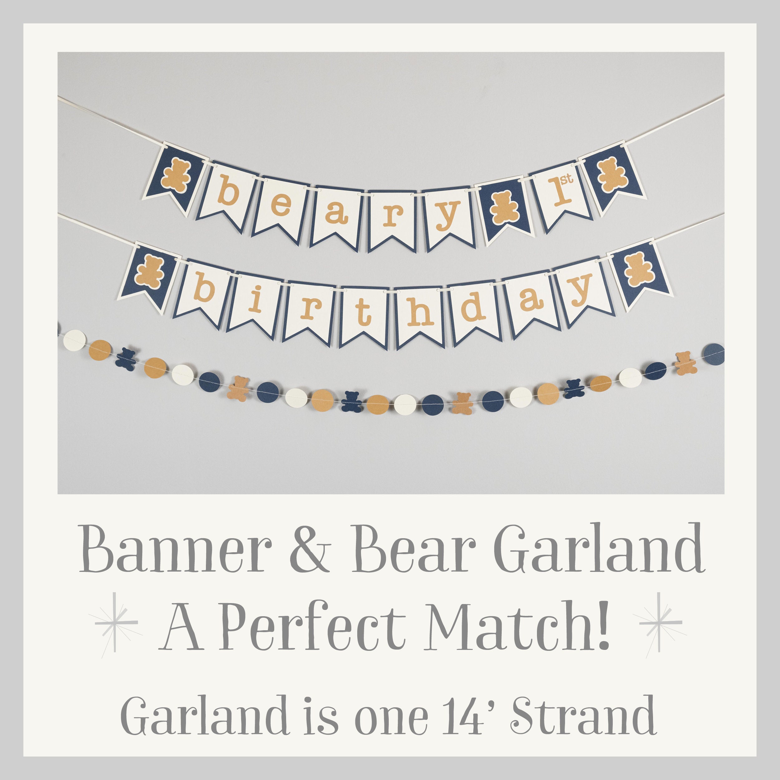 Beary 1st Birthday Banner - Teddy Bear Birthday - 1st Birthday Banner ...