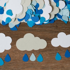 Raindrop and Cloud Confetti, Baby Shower Decoration, Baby Sprinkle Confetti, Sprinkled with Love