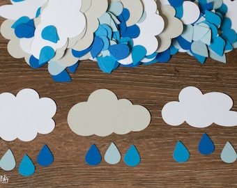 Raindrop and Cloud Confetti, Baby Shower Decoration, Baby Sprinkle Confetti, Sprinkled with Love