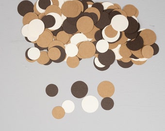 Chocolate and Kraft Circle Confetti - Approx 200 Pieces - Custom your colors!