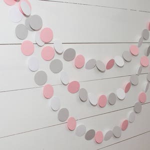 Paper Garland Pink and Gray Baby Shower Decorations Girl Baby Shower Pink Baby Shower image 2
