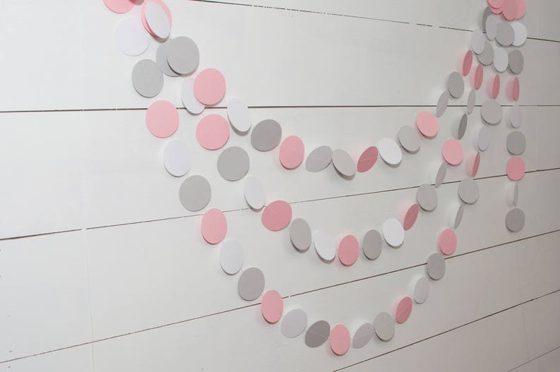 Paper Garland Pink and Gray Baby Shower Decorations Girl Baby Shower Pink Baby Shower image 2