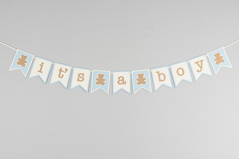 Teddy Bear Baby Shower Banner, It's A Boy Banner, Customize your colors Banner Only