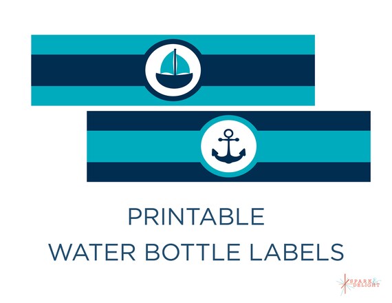 Printable Water Bottle Labels - Nautical Baby Shower - Nautical Water Bottle Labels - Turquoise and Navy - Nautical Theme - Boy Baby Shower Il_570xn