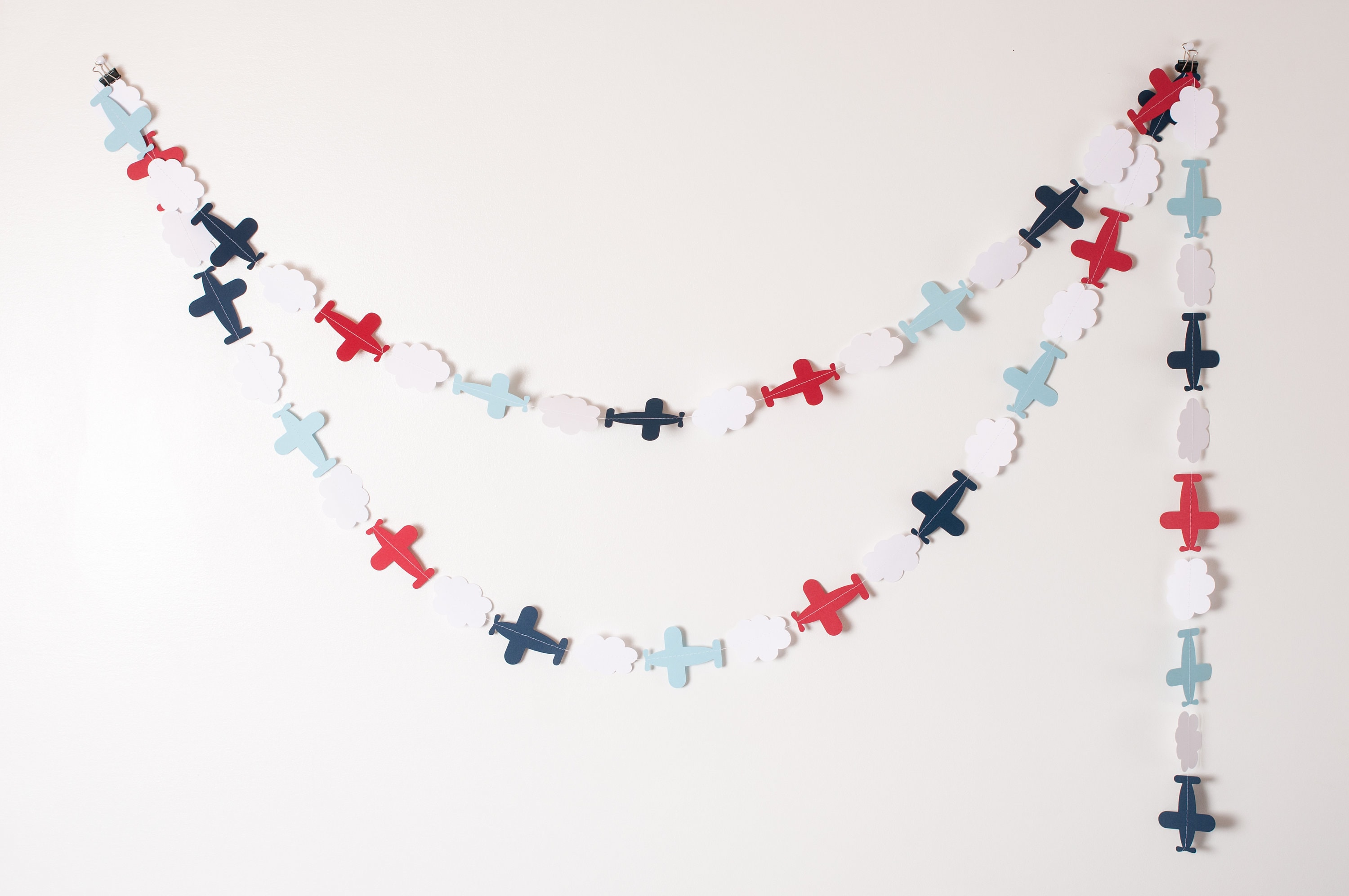 Airplane Garland - 14' - Perfect for a Time Flies Birthday or Airplane Baby Shower - Customize your colors!