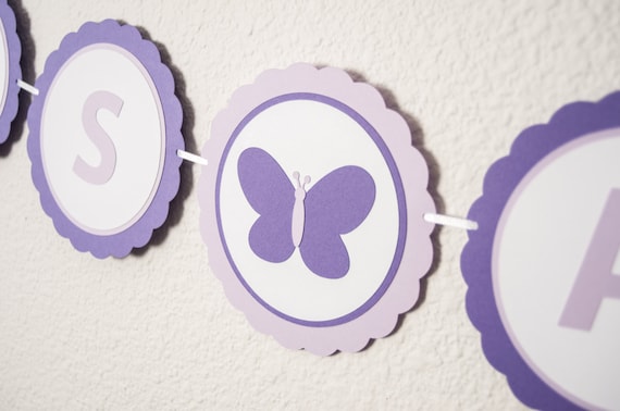 It S A Girl Banner Butterfly Baby Shower Purple Baby Etsy