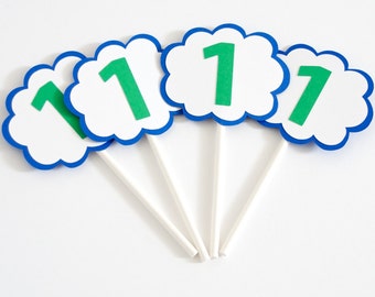 Set of 12 Cloud Cupcake Toppers, Time Flies Birthday Party, Transportation Birthday Party