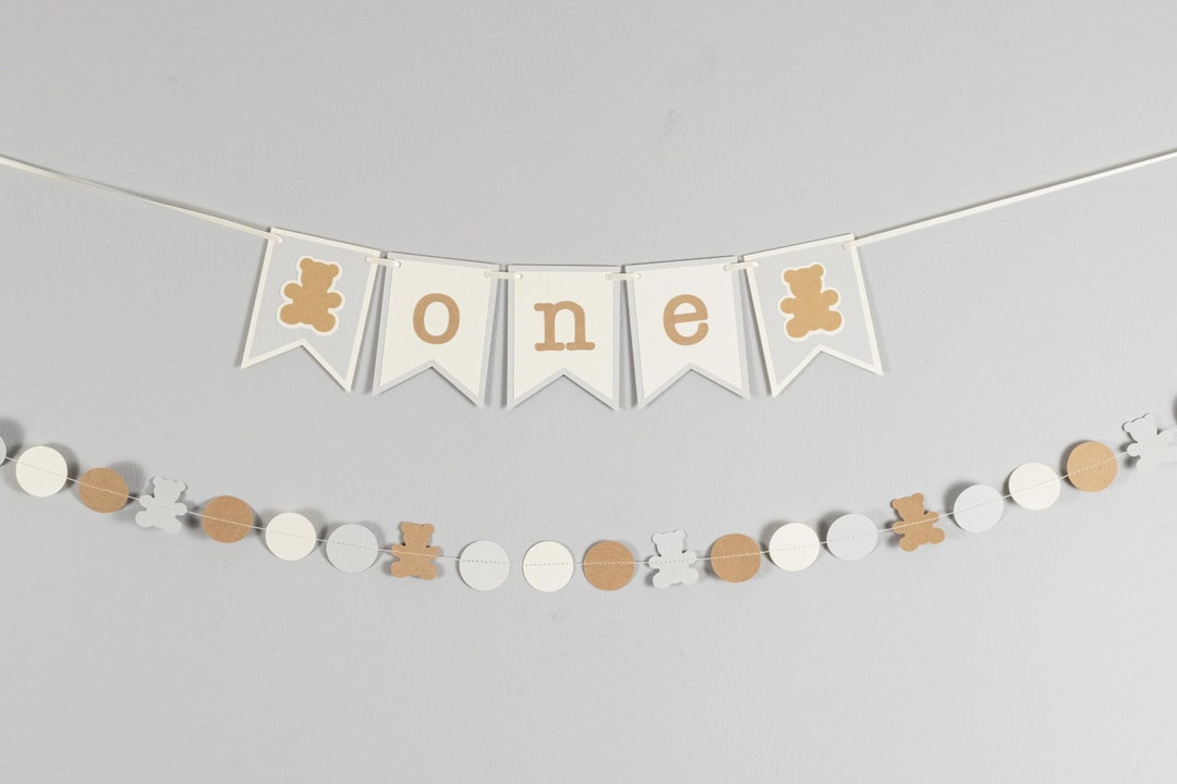 First Birthday Party Banner - High Chair Banner - Teddy Bear Birthday ...