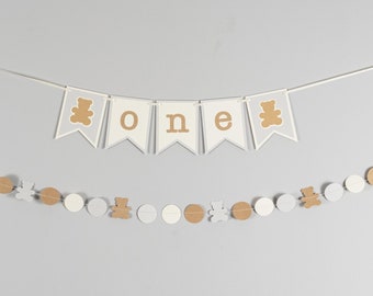 First Birthday Party Banner - High Chair Banner - Teddy Bear Birthday Banner - Beary First Birthday