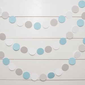 Paper Garland 14ft Gray and Blue Baby Shower Decoration Birthday Party Garland Boy Baby Shower image 5