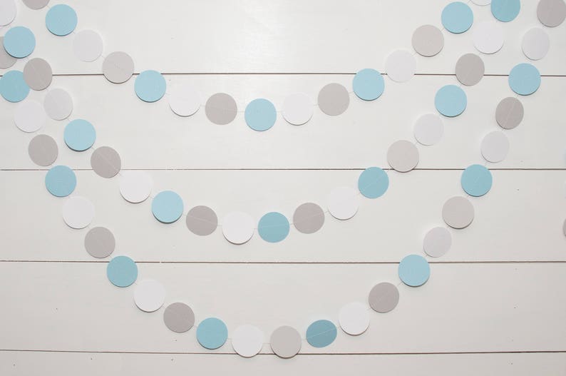 Paper Garland 14ft Gray and Blue Baby Shower Decoration Birthday Party Garland Boy Baby Shower image 5