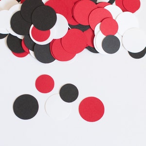 Circle Confetti in Black, Red and White, 200 Pieces Bild 1