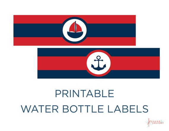Printable Water Bottle Labels - Nautical Baby Shower - Nautical Water Bottle Labels - Red and Navy - Nautical Theme - Boy Baby Shower Il_570xn