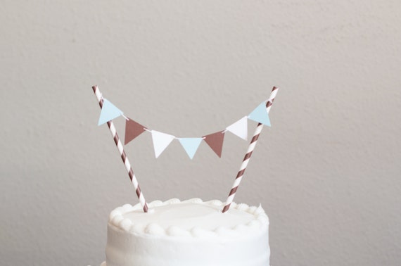 Pennant Cake Topper Blue And Brown Baby Shower Football Baby