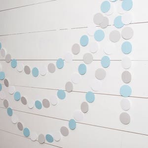 Paper Garland 14ft Gray and Blue Baby Shower Decoration Birthday Party Garland Boy Baby Shower image 4