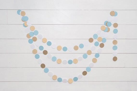 Gold And Light Blue Paper Garland 14 Baby Shower Decoration