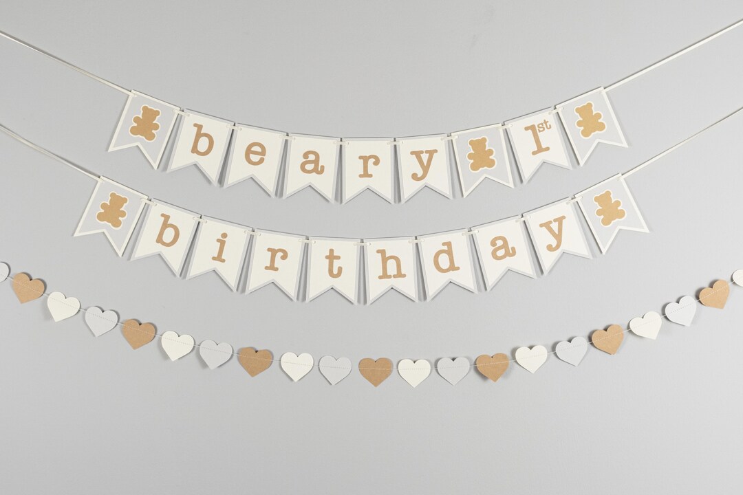 Beary 1st Birthday Banner - Teddy Bear Birthday - 1st Birthday Banner ...