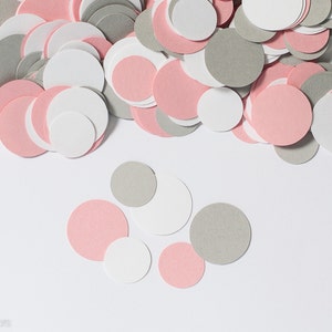Modern Pink and Gray Circle Confetti, Girl Baby Shower Decorations, Circle Confetti, 200 Pieces, Customize Colors image 1