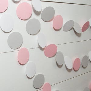 Paper Garland Pink and Gray Baby Shower Decorations Girl Baby Shower Pink Baby Shower image 1