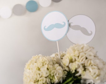 Mustache Baby Shower Centerpiece Sticks, perfect for a Little Man Baby Shower, Set of 8, Customize your colors!